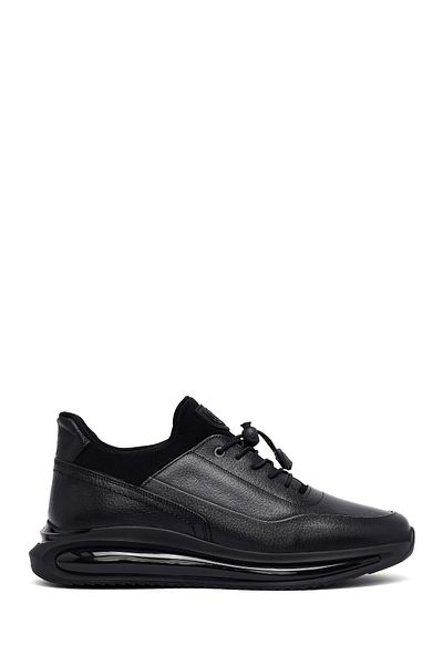 Derimod Men's Black Lace-Up Thick Sole Leather Casual Sneaker 25Wfd6821Ft