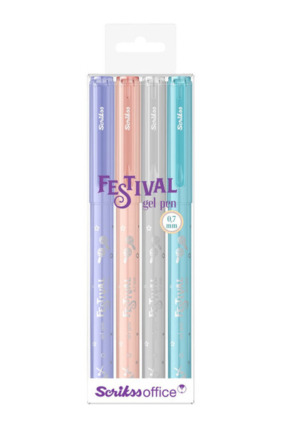 Scrikss Festival Jel Tükenmez Kalem 0.7 mm Pastel Renkler 4'Lü