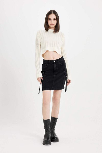 DeFacto Fashion Fit Cargo Pocket Jean Mini Skirt D4421Ax24Au