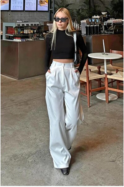 SU SHE Paris///////////////Double Fabric Women's Palazzo Pants with Side Pockets