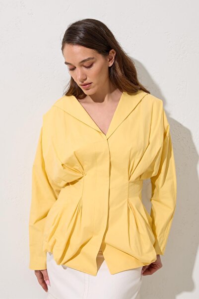 Setre Μπλούζα βουτυρένια κίτρινη 100% βαμβακερή λεπτομέρεια με κορδόνι στη μέση