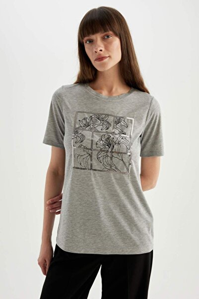 DeFacto Crew Neck Printed Regular Fit Short Sleeve T-Shirt D4651AX24HS