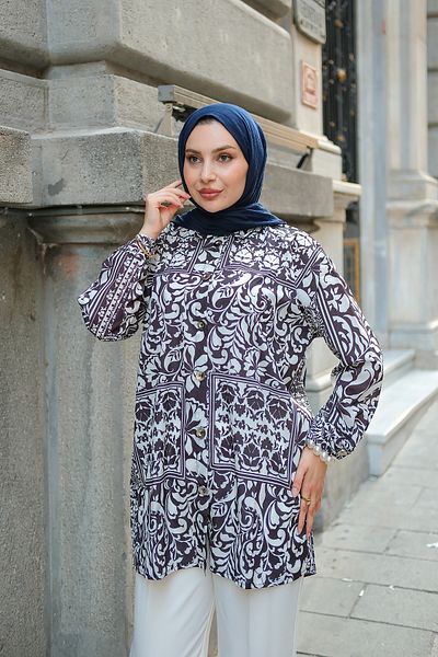 LOCCO Black Ethnic Patterned Shirt