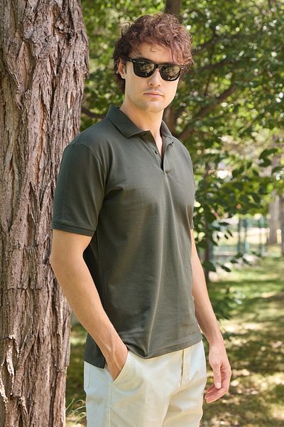 Fulla Moda Μπλουζάκι Basic Polo Neck με μισό κουμπί