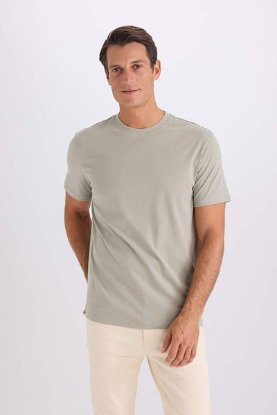 DeFacto 100 % Baumwolle, neues Basic-T-Shirt mit normaler Passform und Rundhalsausschnitt, einfarbig, kurzärmelig, V7699AZ25SP
