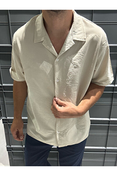 King Brothers Linen Muslin Striped Short Sleeve Men's Shirt Regular Full Fit Relaxed Fit