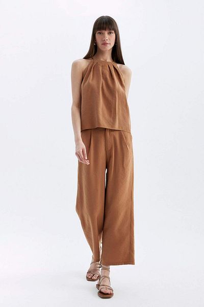 DeFacto Pantaloni scurti cu picior lat, buzunare, talie înaltă, cu picior lat, crop modal D3176AX24SM