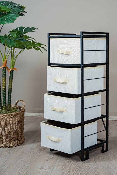 Digithome Metal 4 Çekmeceli Dolap Organizer Çok Amaçlı Düzenleyici Şifonyer Siyah MRS-021