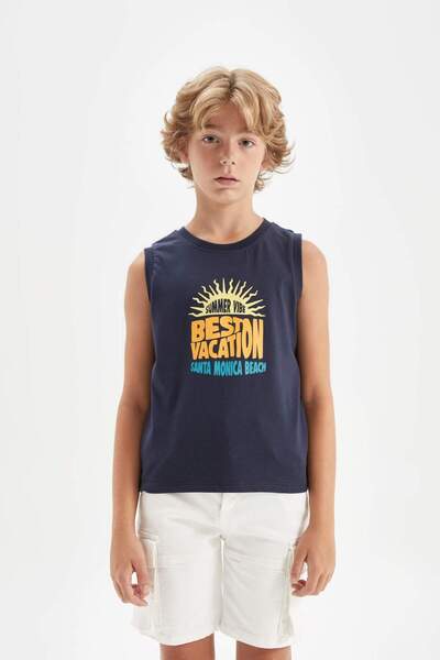 DeFacto Boy's Printed Crew Neck Tank Top - D0782A824HS