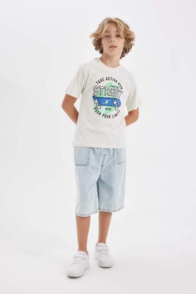 DeFacto Boy's Crew Neck Printed Short Sleeve T-Shirt D0441A824Sm