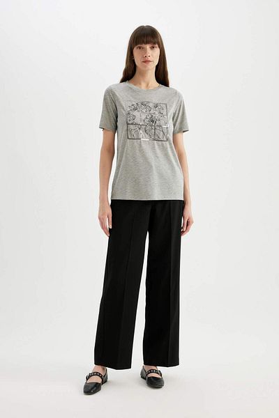 DeFacto Crew Neck Printed Regular Fit Short Sleeve T-Shirt D4651AX24HS