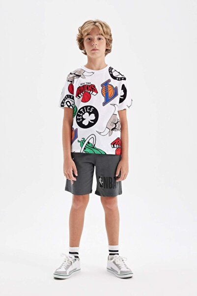 DeFacto NBA Wordmark Patterned Boys' Shorts - C5370A824HS