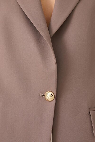 Setre Καφέ μπουφάν με ένα κουμπί και λεπτομέρεια πουκάμισου