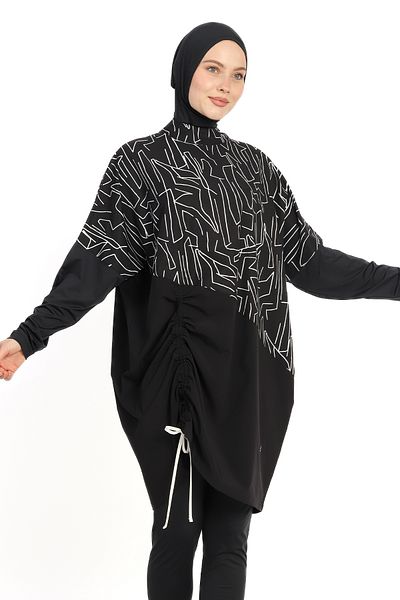 InStyle Costum de baie negru cu mâneci fără umăr 6298A
