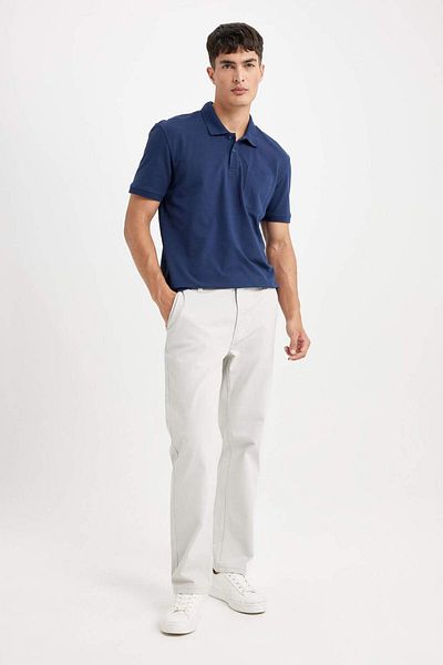 DeFacto 100% Cotton New Regular Fit Polo Neck Short Sleeve Pique Basic Plain T-Shirt D4610Ax24Sm