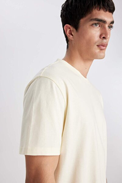 DeFacto Νέο μπλουζάκι με κοντό μανίκι με κανονική εφαρμογή, 100% βαμβακερό μπλουζάκι V7699az24sp