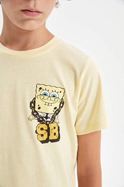 DeFacto Erkek Çocuk SpongeBob Pijama Takımı Bisiklet Yaka Kısa Kollu Üst Şort C2845A824SM