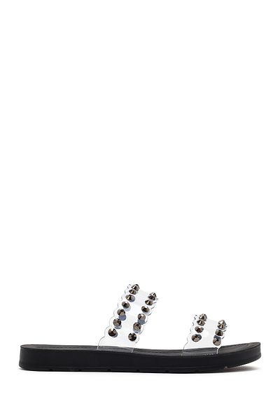 Derimod Women's Black Transparent Stone Slippers 25Sfe4600Pv