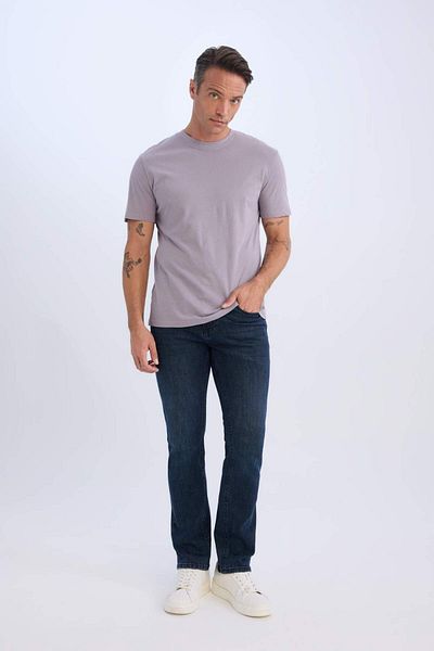 DeFacto 100 % Baumwolle, neues Basic-T-Shirt mit normaler Passform und Rundhalsausschnitt, einfarbig, kurzärmelig, V7699AZ25SP