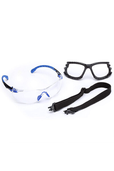 3M Solus 1000 S1101sgafkt-eu طقم نظارات شفاف بحافة سوداء زرقاء