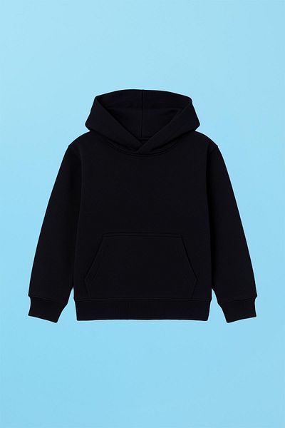 Perendi Unisex Hooded Kangaroo Pocket Hooded Winter Sweatshirt - Black