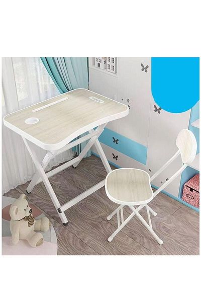 ALMUFARREJ Foldable Kids Table Chair Set Beige