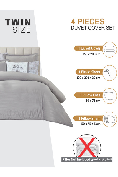 Donetella Duvet Cover Set 4-Pcs Single Size Striped Bed Set160 x 220 Cms Microfiber (Without Filler).