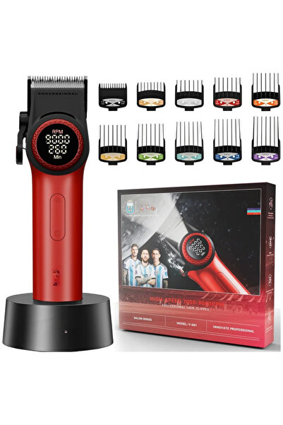 VGR V-001 Carbon Steel Blade Hair Clipper for Professional Barbers 9000RPM, LED Display