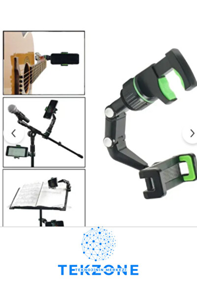 TEKZONE Gitar, Nota Sehpası Ve Mikrofon Standı Için 360 Döner Başlıklı Telefon Tutucu