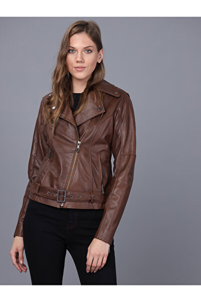 Basics&More Kadın Kahverengi Deri Ceket