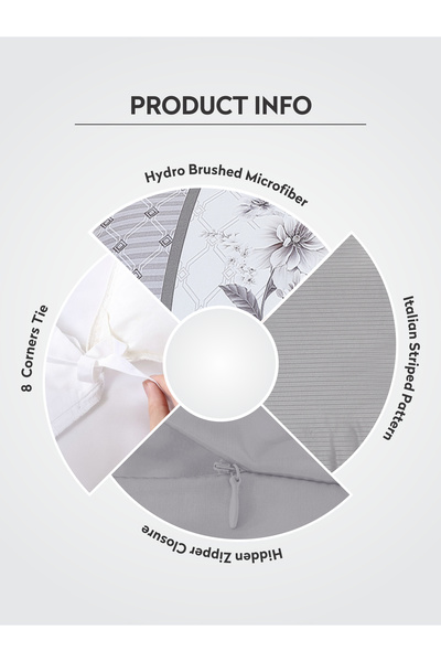 Donetella Duvet Cover Set 4-Pcs Single Size Striped Bed Set160 x 220 Cms Microfiber (Without Filler).