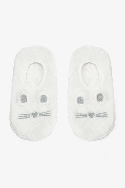 Penti Off-White Cute Cat Embroidered Home Shoes