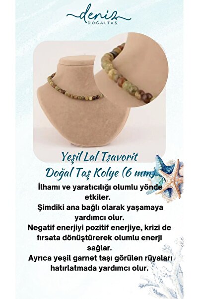 Deniz Doğal Taş Sertifikalı Yeşil Lal Tsavorit ( Taşlar) Doğaltaş Kolye 6 Mm,...