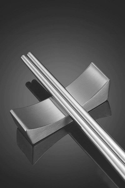 Chavin 6 Pcs Steel Silver Chopstick Spoon Fork Stand Steel Chopstick Holder Mt151By-6