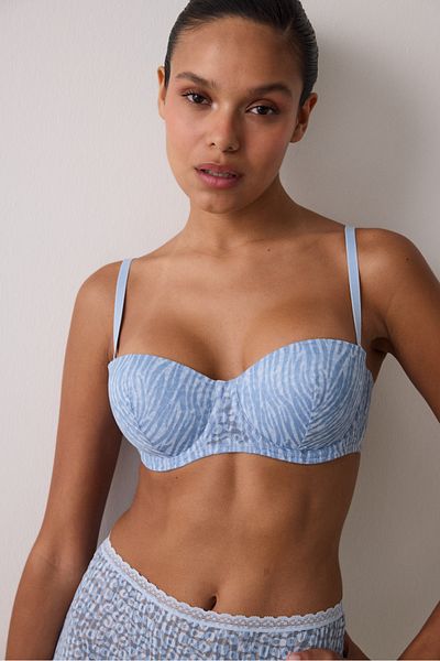 Penti Light Blue Bloom Lace Underwire Strapless Bra Without Padding