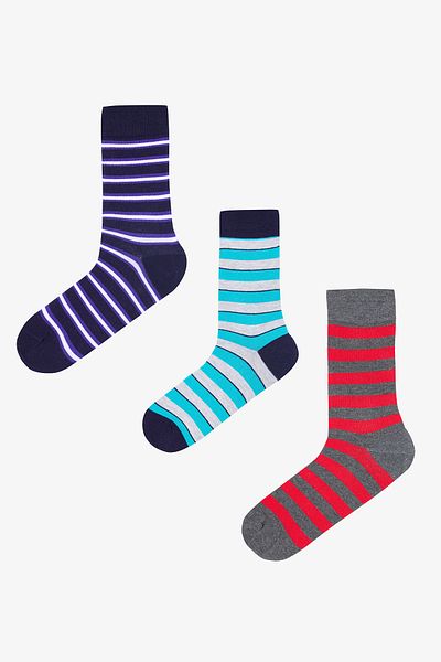 Penti Men's Green Stripe 3-Piece Multicolored Socks
