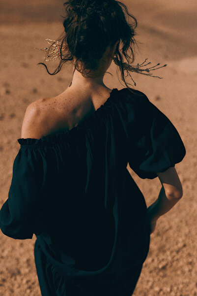 H&M Büzgü Bağı Detaylı Elbise