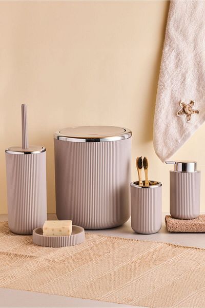 Perotti Set de baie cu 5 găleți Lisbone Taupe, cromat argintiu