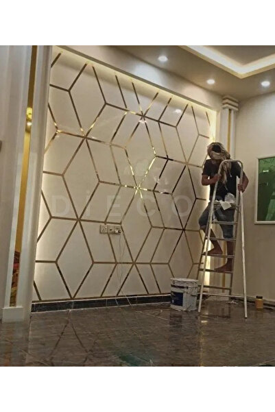 DİECOR Dekoratif 1 Adet Kendinden Yapışkanlı 3 Cm Gold & Ayna Pleksi - (1 X 240cm)