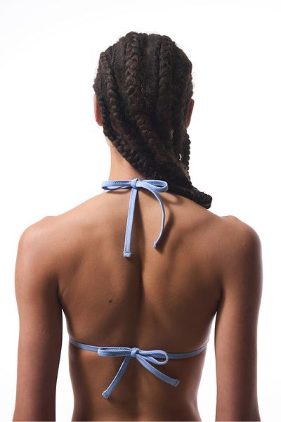 Penti Sequin Sequin Blue Triangle Bikini Top - Gamze Erçel Collection