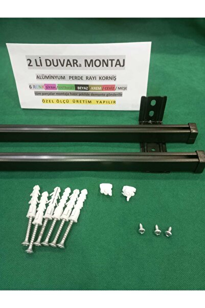 özdeğer home 175cm DUVAR MONTAJ 2 Li korniş ALÜMİNYUM PERDE RAYI
