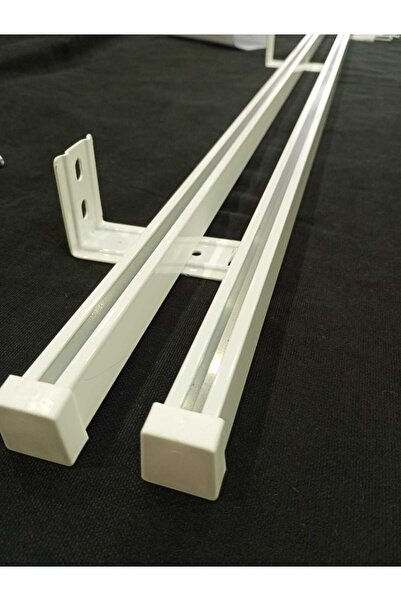 özdeğer home 300 cm duvara montaj ikili perde rayı alüminyum korniş
