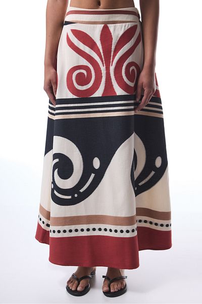 Penti Ethnic Patterned Colorful Shay Long Beach Skirt
