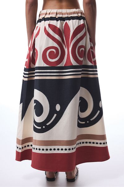 Penti Ethnic Patterned Colorful Shay Long Beach Skirt