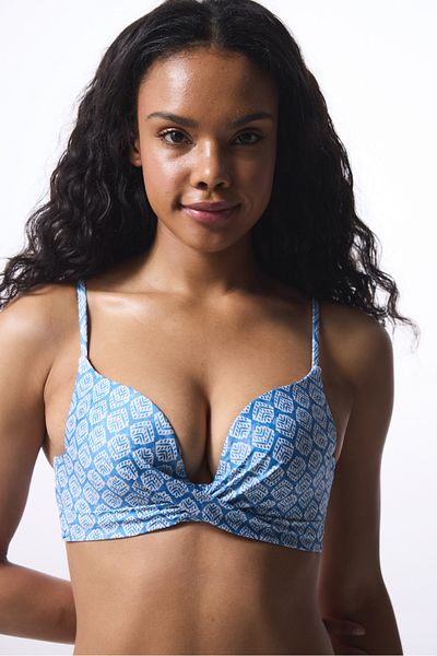Penti Blue Diamond Patterned Push up Bikini Top