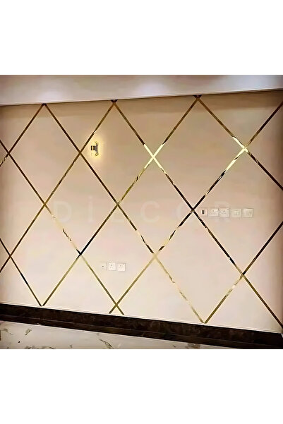 DİECOR Dekoratif 1 Adet Kendinden Yapışkanlı 3 Cm Gold & Ayna Pleksi - (1 X 240cm)