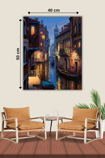 Genel Markalar Venedik Kanalları | Elmas Mozaik Tablo - Mozaik Puzzle - Boncuk Goblen - Hobi Seti | 40x50cm