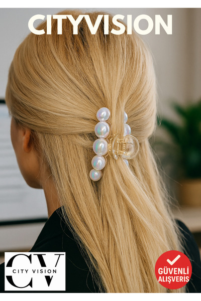 cityvision Glitter Pearl Detailed Peg Hair Clip 1 Piece 8 cm Large Size