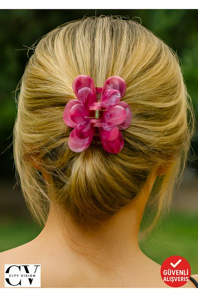 cityvision Sparkly Pink Flower Bone Peg Buckle – Casual & Stylish Hair Accessory