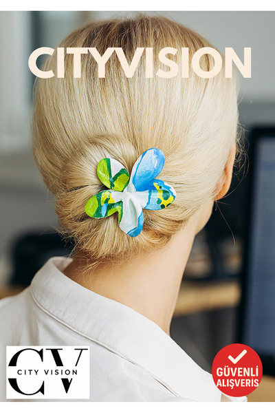 cityvision دبوس شعر لوتس منقوش مختلط - مظهر سيراميك، تصميم أنيق وعصري